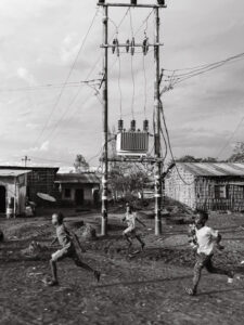 Running kids in a rural village