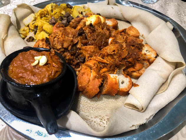 Injera and shiro, a staple Ethiopian food