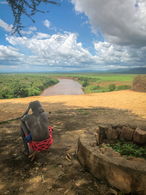 Kara man overlooking the Omo river