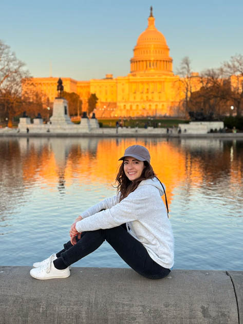 Posing in front of the US Capitol