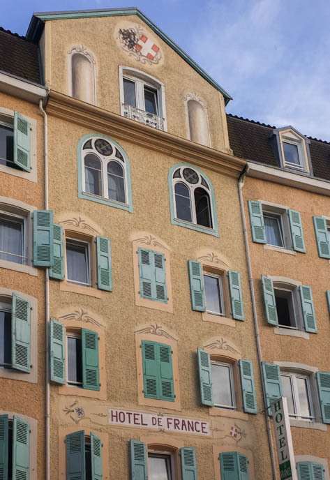 Charming hotel facade in Évian