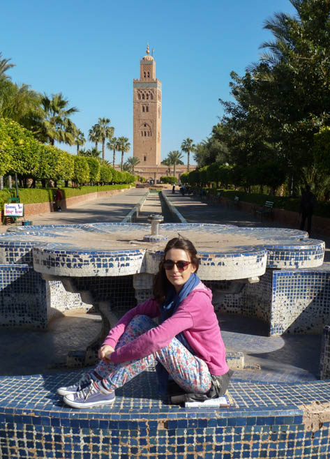 Posing in front of the Koutoubia Mosque