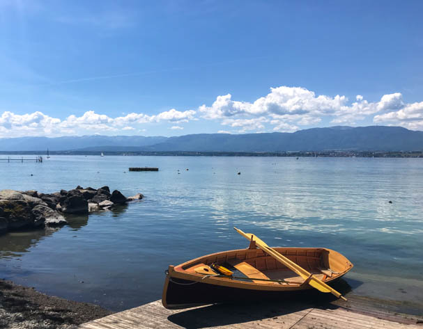 Boat by Lake Geneva in Nernier