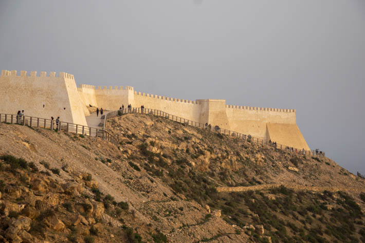 Golden hour over the rebuilt walls of the kasbah