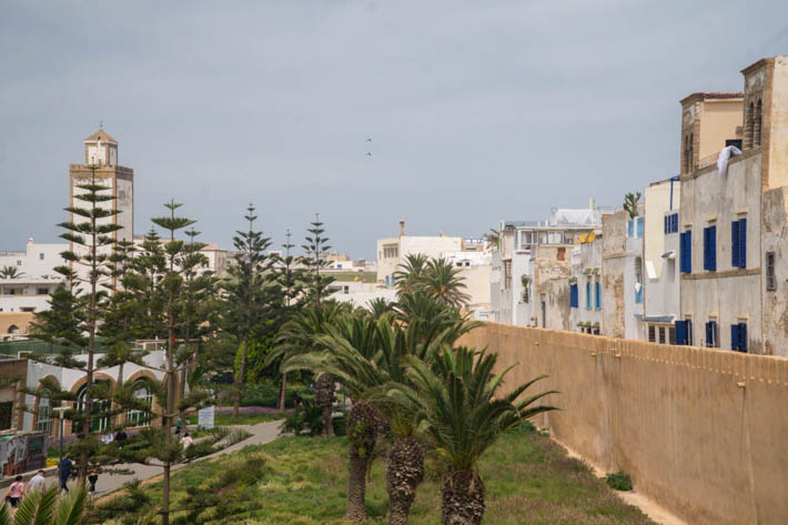 The city walls of Essaouira with the Mosque Ben Youssef in the background