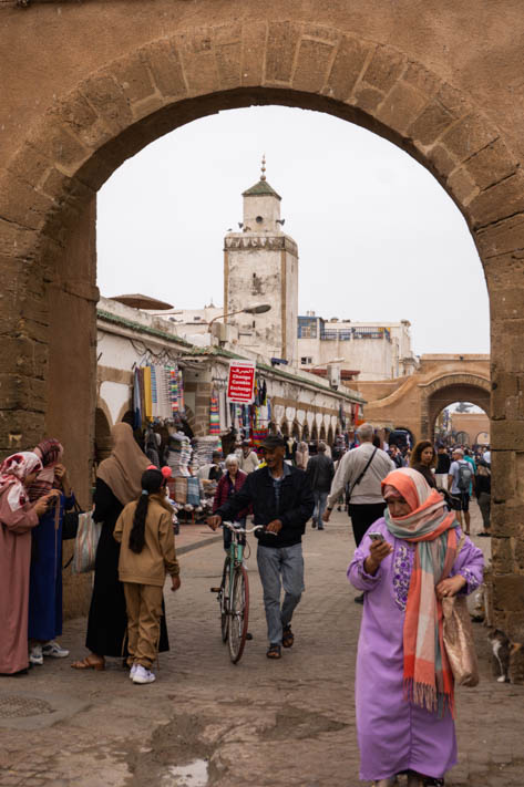 The medina of Essaouira is bustling and colorful