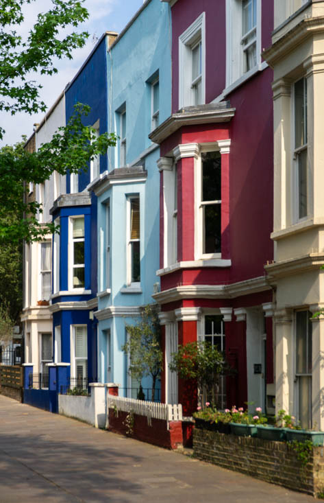 Colorful rowhouses in Notting Hill