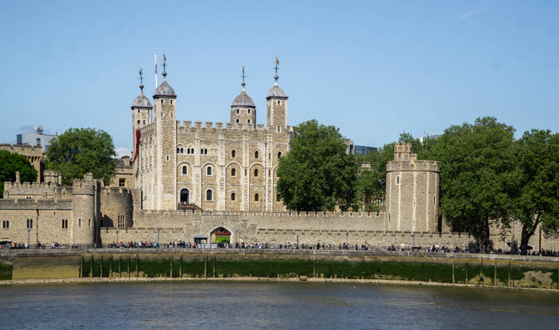 The Tower of London captured from a cruise along the River Thames