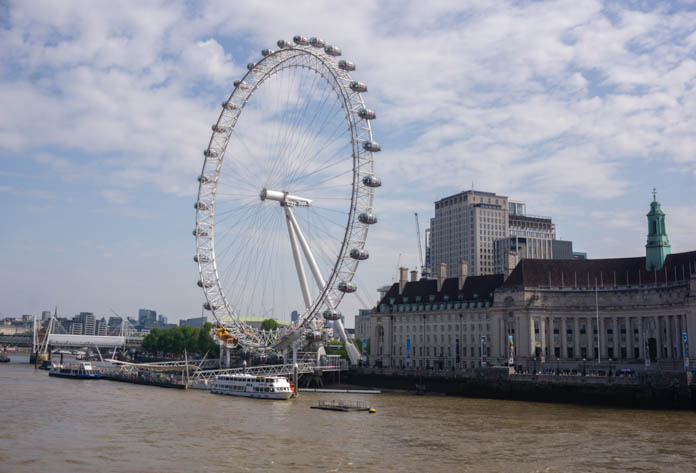 The iconic London Eye overlooks the River Thames