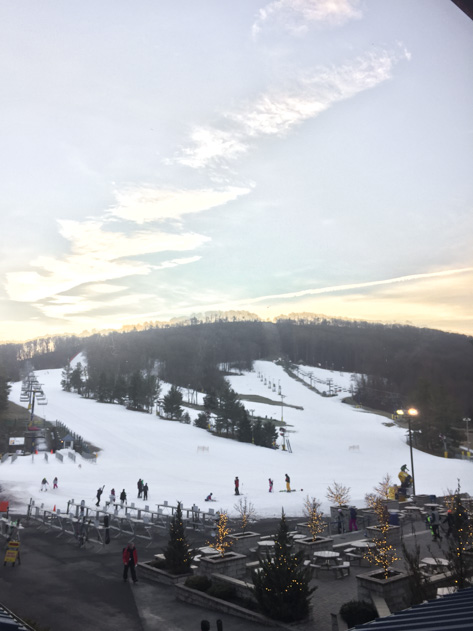 Morning views of the slopes and base area at Liberty Mountain