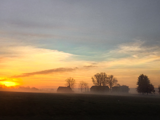 Sunrise views on the way to Liberty Mountain ski resort in Pennsylvania.