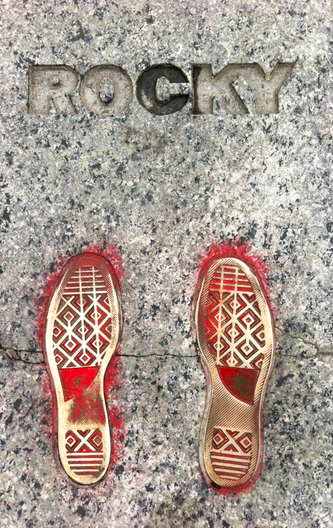 Rocky-themed footprints marking the famous run up the Philadelphia Museum of Art steps