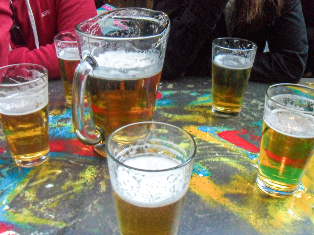 Enjoying local beers at Vintage during our visit to Philadelphia after a day of sightseeing