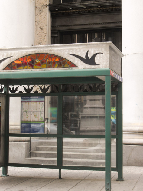 SEPTA bus stop shelter in downtown Philadelphia, part of the city’s public transportation network
